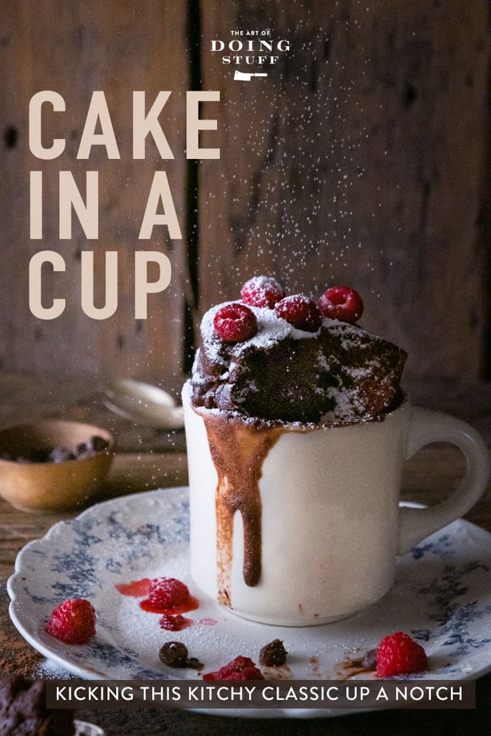 Two Minute Chocolate Mug Cake. A Fancy Cake in a Cup.