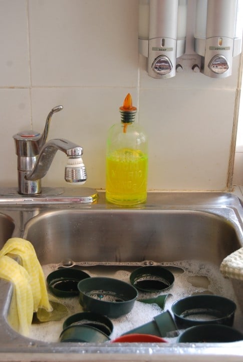 sink with pots