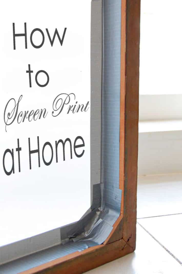A complete, easy to follow guide to screen printing t shirts at home. How to screen print at home written on the inside of a printing frame.