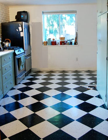 Kitchen Floor Finished Laying Vct Tile