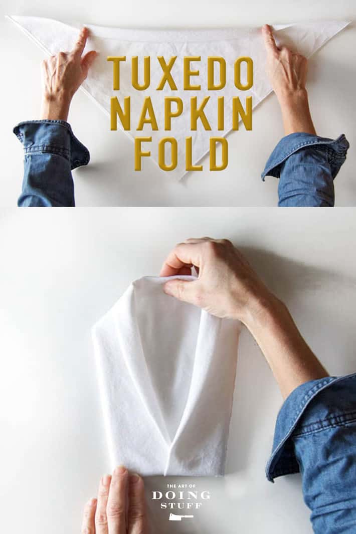 Looking for a Napkin Folding Idea? Do the Tuxedo Napkin.