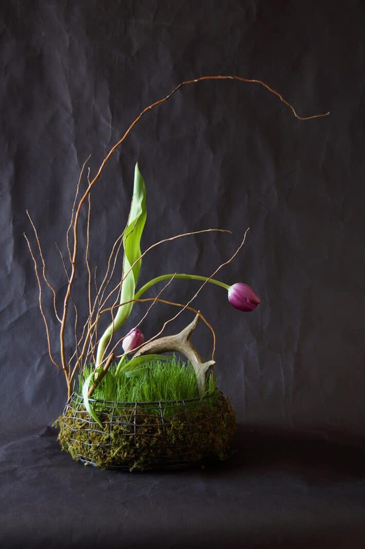 Organic real grass flower arrangement.