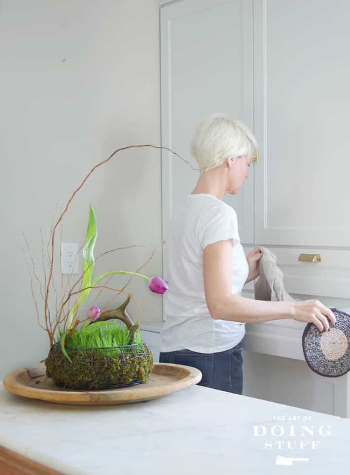 Organic grass Easter basket arrangement.