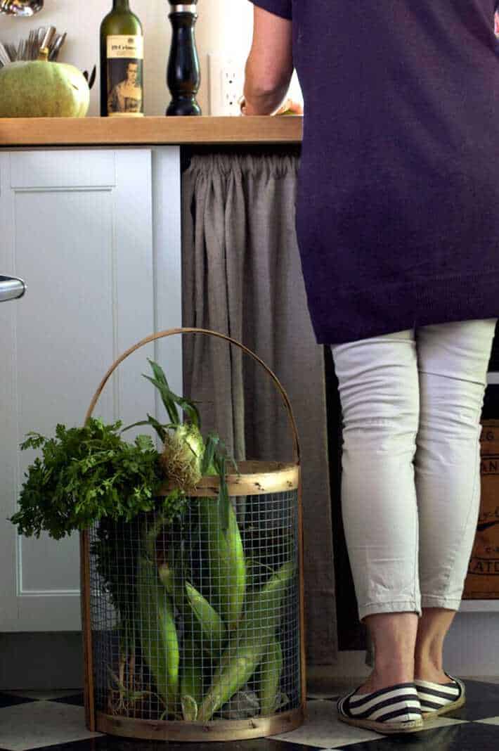 basket of corn in cozy kitchen