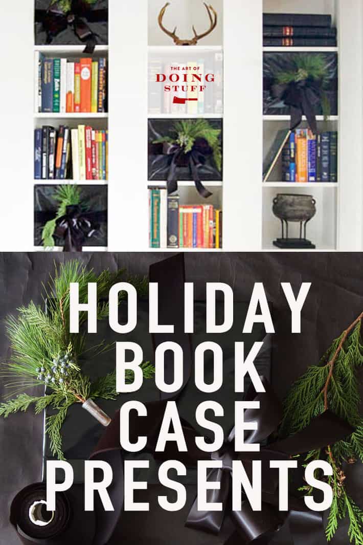 Bookcase Decorating for Christmas