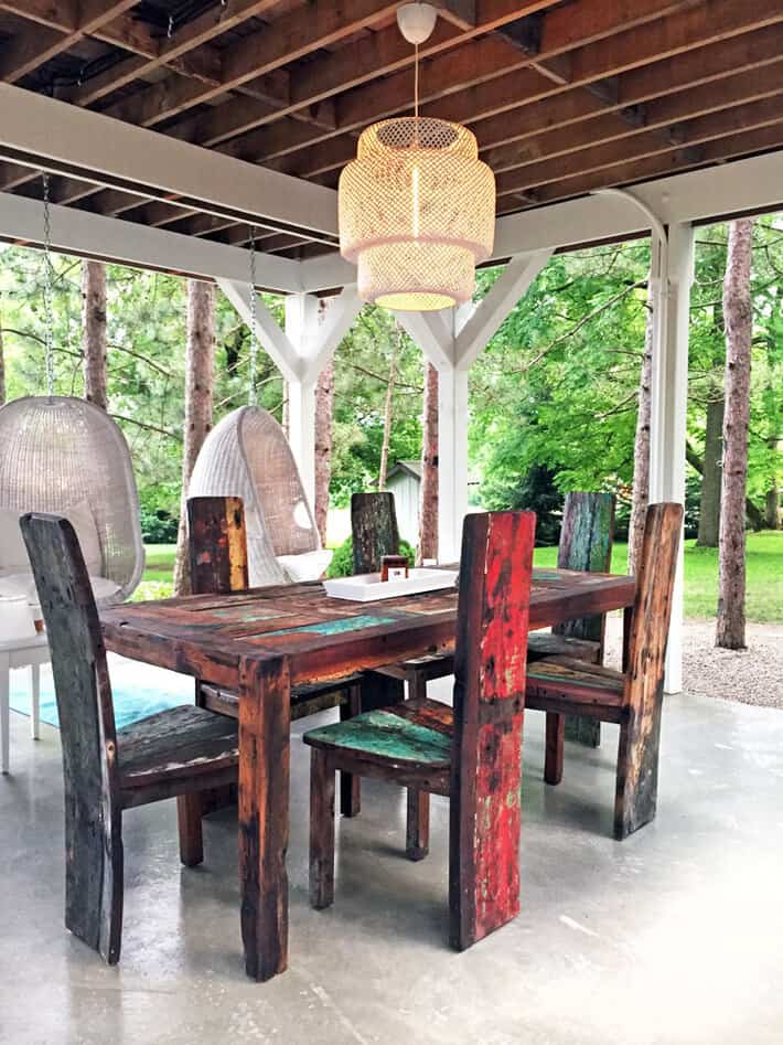 lynne knowlton treehouse retreat balinese dining table old fishing boats