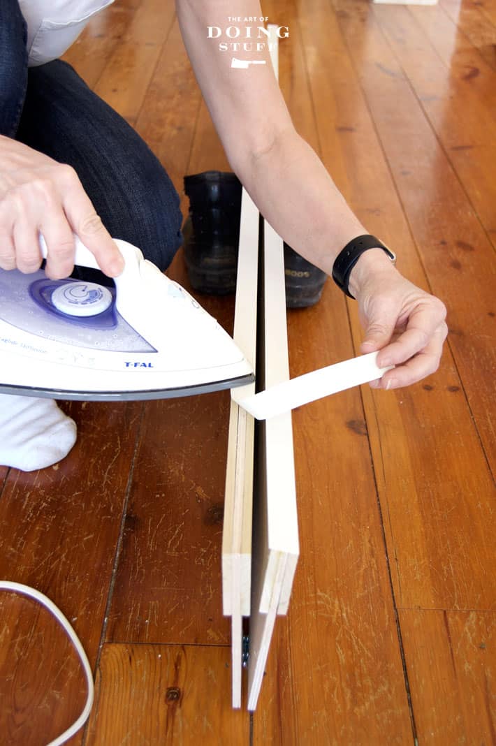 How to build interior shutters! Ironing on edge banding.