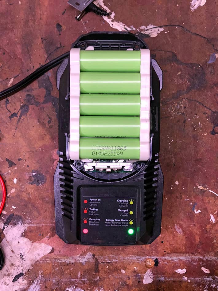 How to fix a new 18V battery that won't recharge. Success with a green light on a Ryobi charger after pulse charging the battery.