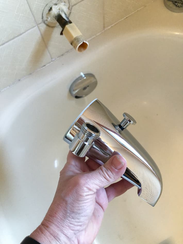 A diverter faucet ready to be installed.