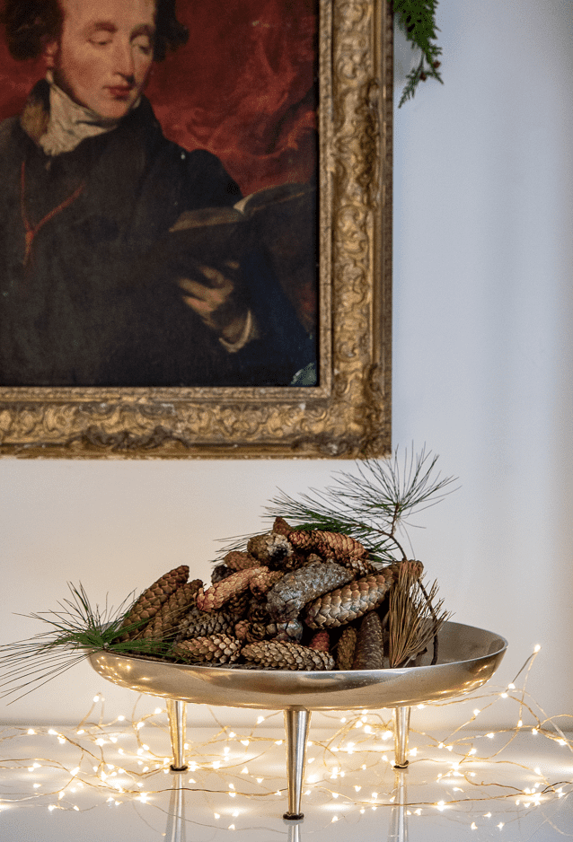 Modern bowl with pine cones