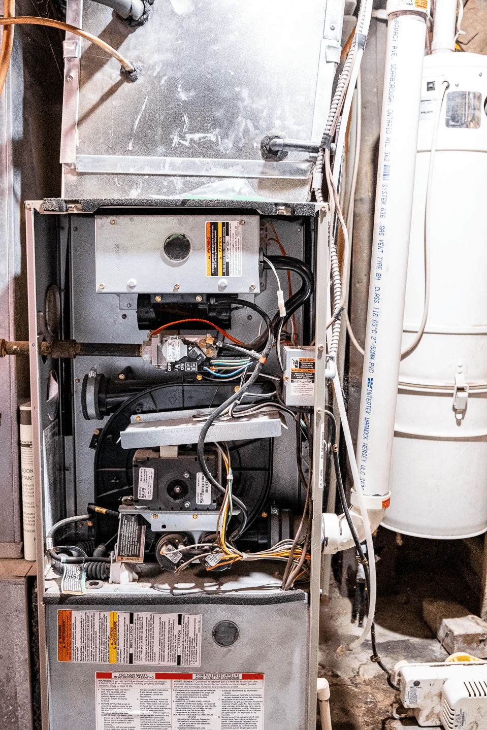 Interior of high efficiency furnace.