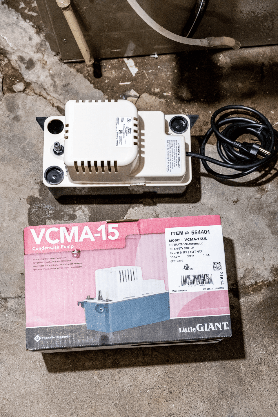 Little Giant VCMA-15 condensate pump.