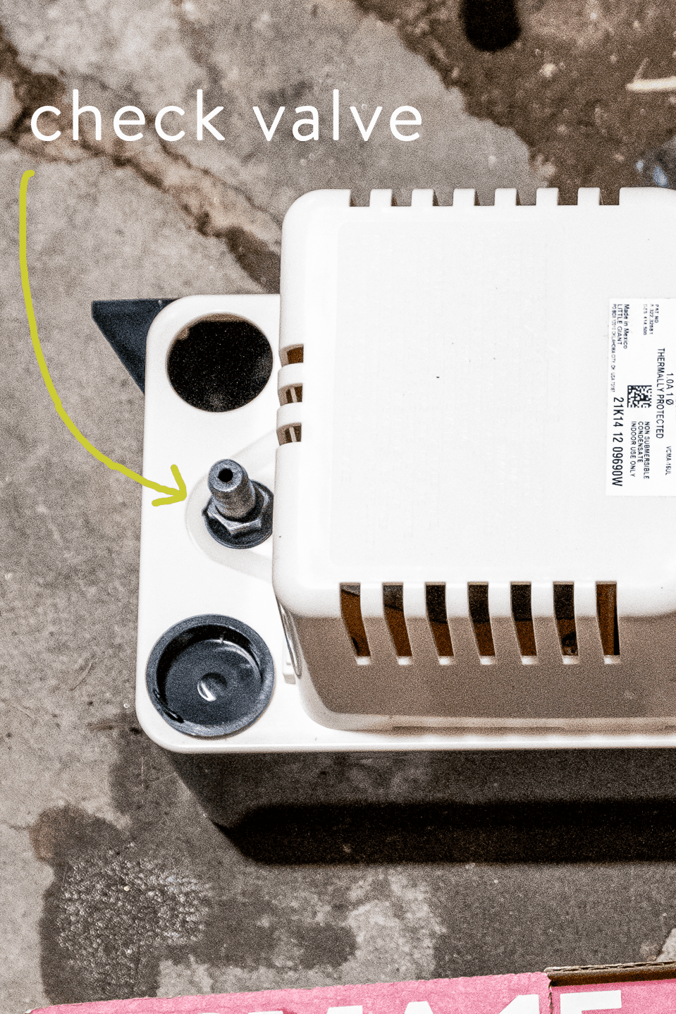 Placement of a check valve on condensate pump.