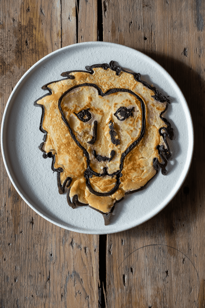 Cooked pancake that looks like lion's head.