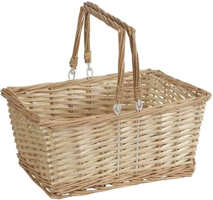 Natural wicker and vine rectangular basket.