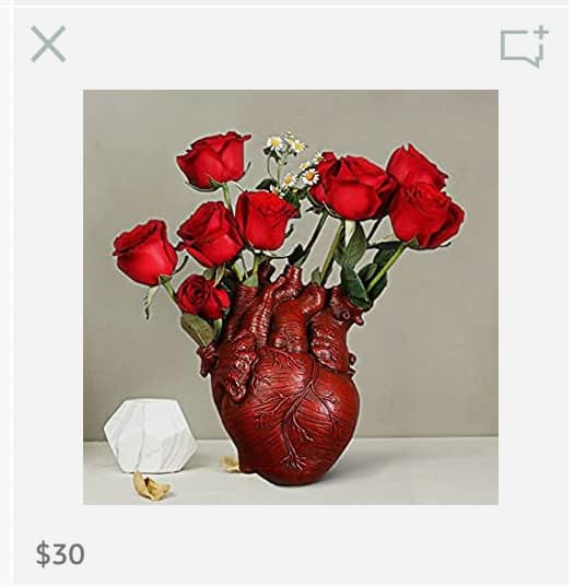Red anatomically correct heart vase