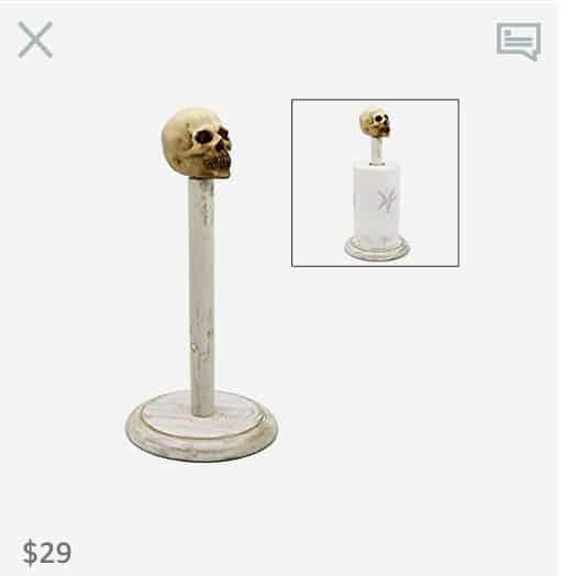 Paper Towel roll holder with skull