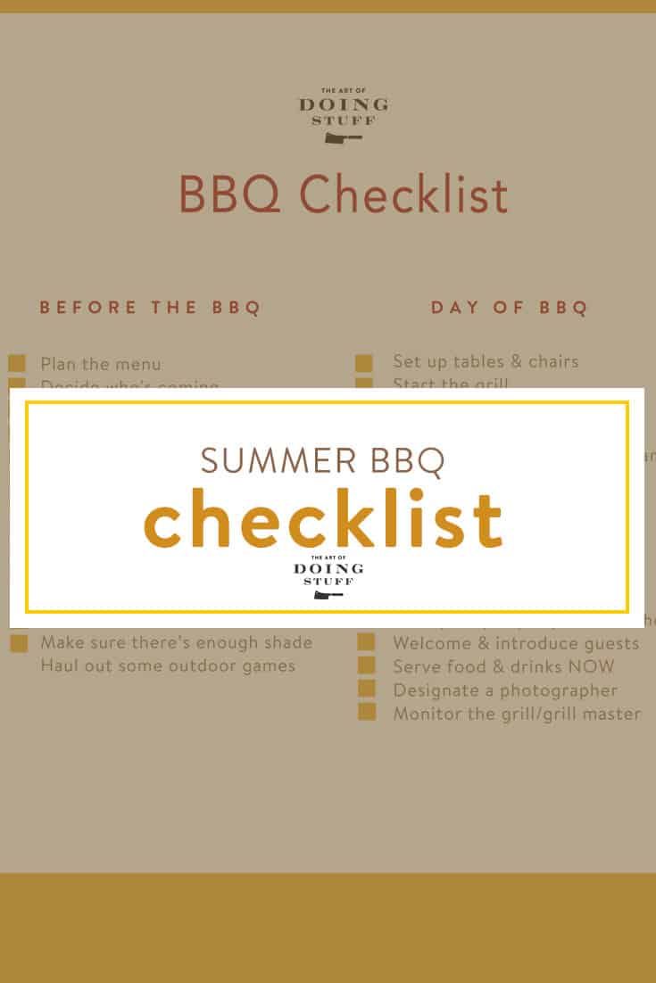 Having a Summer BBQ? Print My 30 point checklist