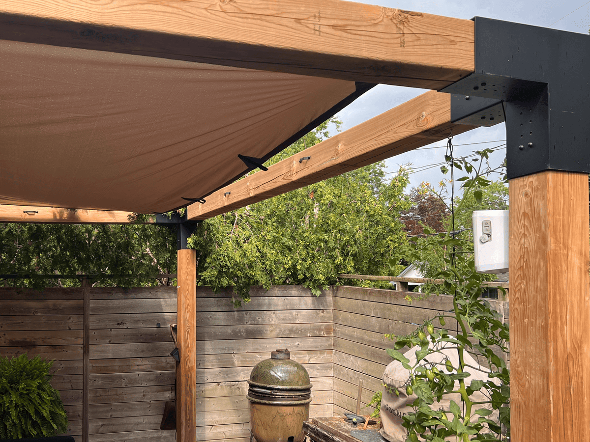 Pergola cover made from $50 tent.